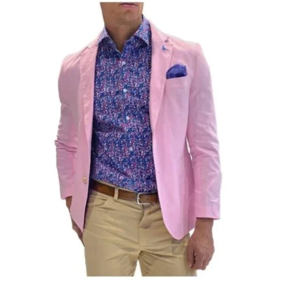 Tailorbyrd Collection NEW Men's Pink/Lilac Linen Blend‎ Modern Sport Blazer 40R